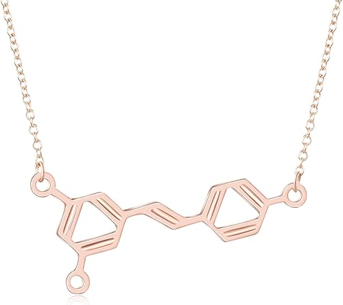 Rosa Vila collar molécula de vino, regalo para amante del vino para mujeres, joyas elegantes Geeky, para amantes del vino, fabricantes y