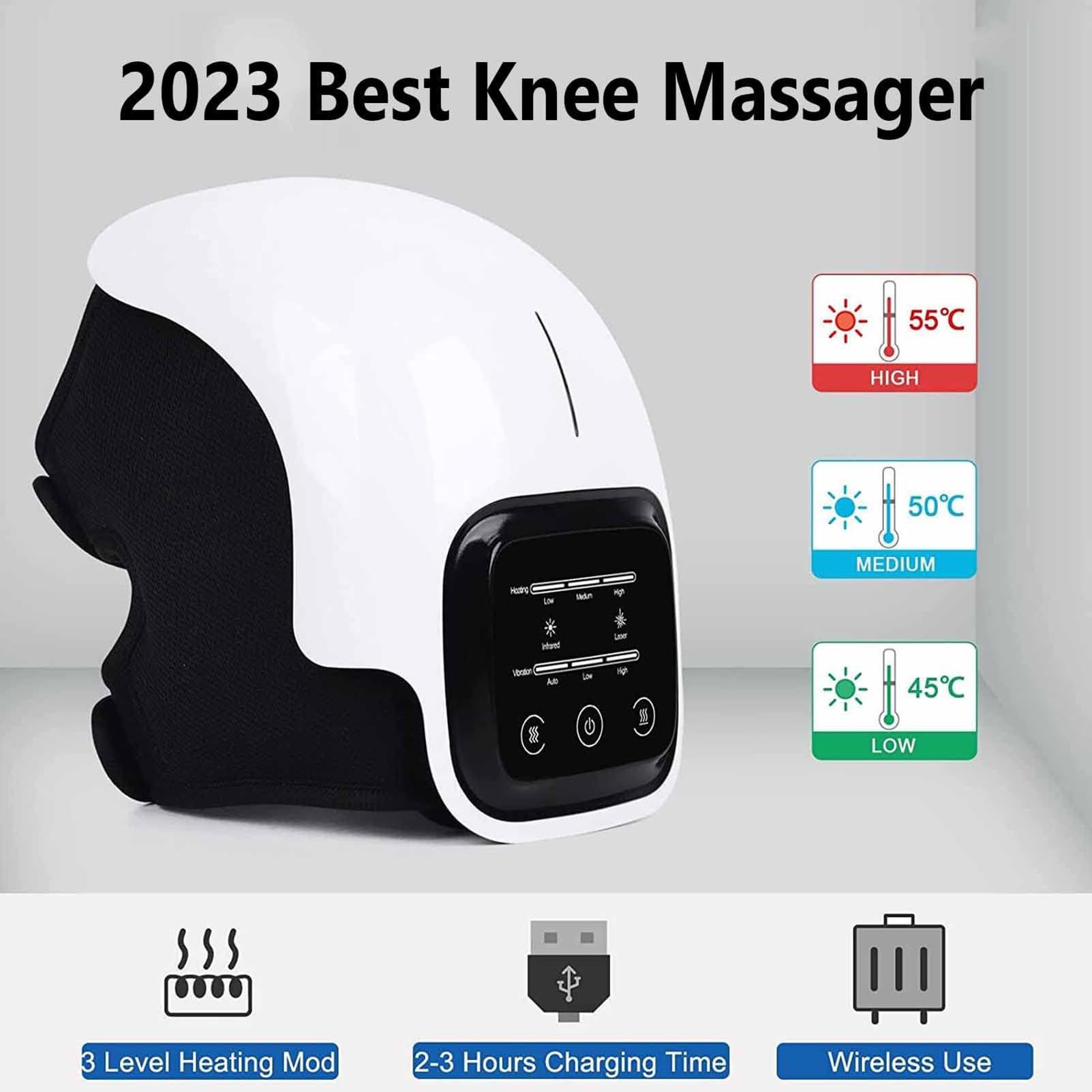 Masajeador de Rodilla, masajeador de Rodilla inalámbrico, para hinchazón de articulaciones rígidas, Lesiones de ligamentos y músculos estirados, Pantalla LED Recargable, Calor infrarrojo