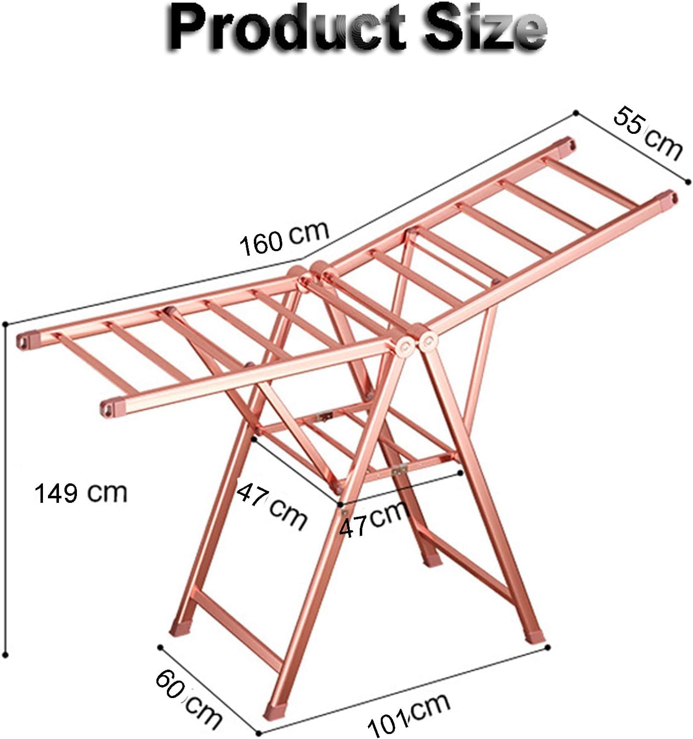 Stendibiancheria da Balcone， Stendibiancheria in Lega di Alluminio Appendiabiti Portatile Appendiabiti Pieghevole Compatto per Indumenti Asciutti E Appendi Abiti Stendino Salvaspazio(Rose Gold)