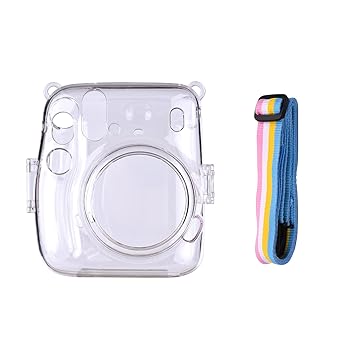 Honeytecs Instant Camera Transparent Protection Case with Rainbow Lanyard Replacement for Fujifilm Instax Mini 11