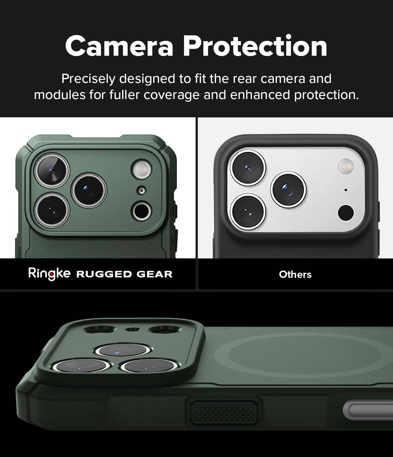 Ringke Rugged Gear for iPhone 17 Pro Max Case [Compatible with MagSafe] Prevents Oily Smudges Non-Slip Enhanced Grip Protective Cover Precise Cutouts for Camera - Magnetic Dark Green