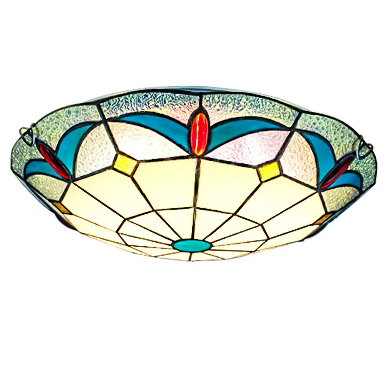 WDBZTJVintage Ceiling Light Flush Mount,Tiffany Stained Glass LED Ceiling Lamp Chandeliers, Mediterranean Style Decoration Pendant Hanging Light for Bedroom Living Room Hallway Bathroom Kitchen,30cm