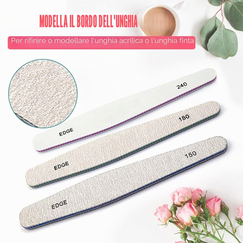 Lime unghie professionali multifunzione Lima Unghie a doppia faccia 100 * 180 * 300 * 600 * 1000 * 3000 * 6000 grit Manicure Buffer Double sided per Unghie in Cristallo Naturale Acrilico 6 pezzi