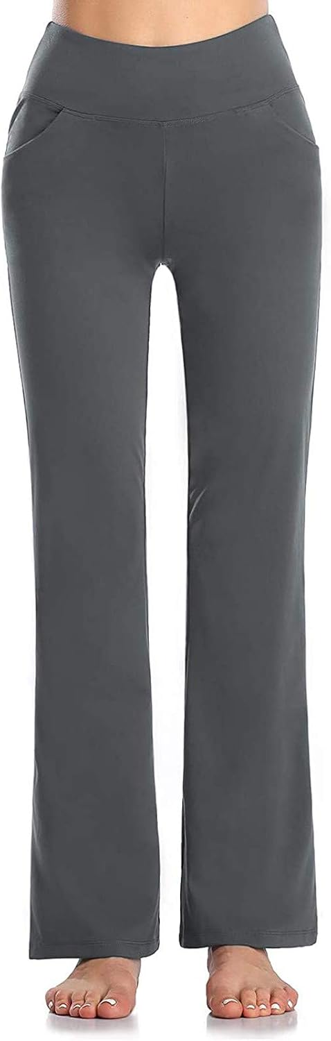 Wide Leg Yoga Pants for Women High Waisted with Pockets Soft Stretchy Comfy Lounge Business Casual Trousers