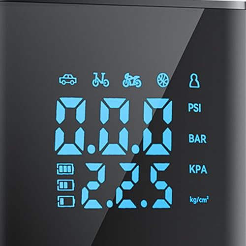 Miniatura 8 de Bomba de aire para neumáticos de automóvil, recargable e inalámbrica de 150 PSI, compresor de aire con pantalla digital  para auto, camión, SUV,