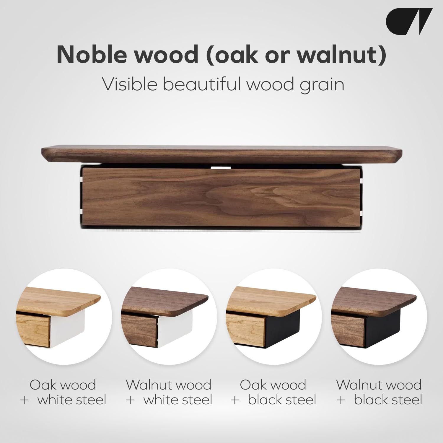 Oakywood - Scaffale da Scrivania Mini - Scaffale da Scrivania in Legno - Supporto per laptop - Supporto per Monitor del Computer - Accessorio da Scrivania - Materiale Legno, Acciaio - Quercia - Bianco