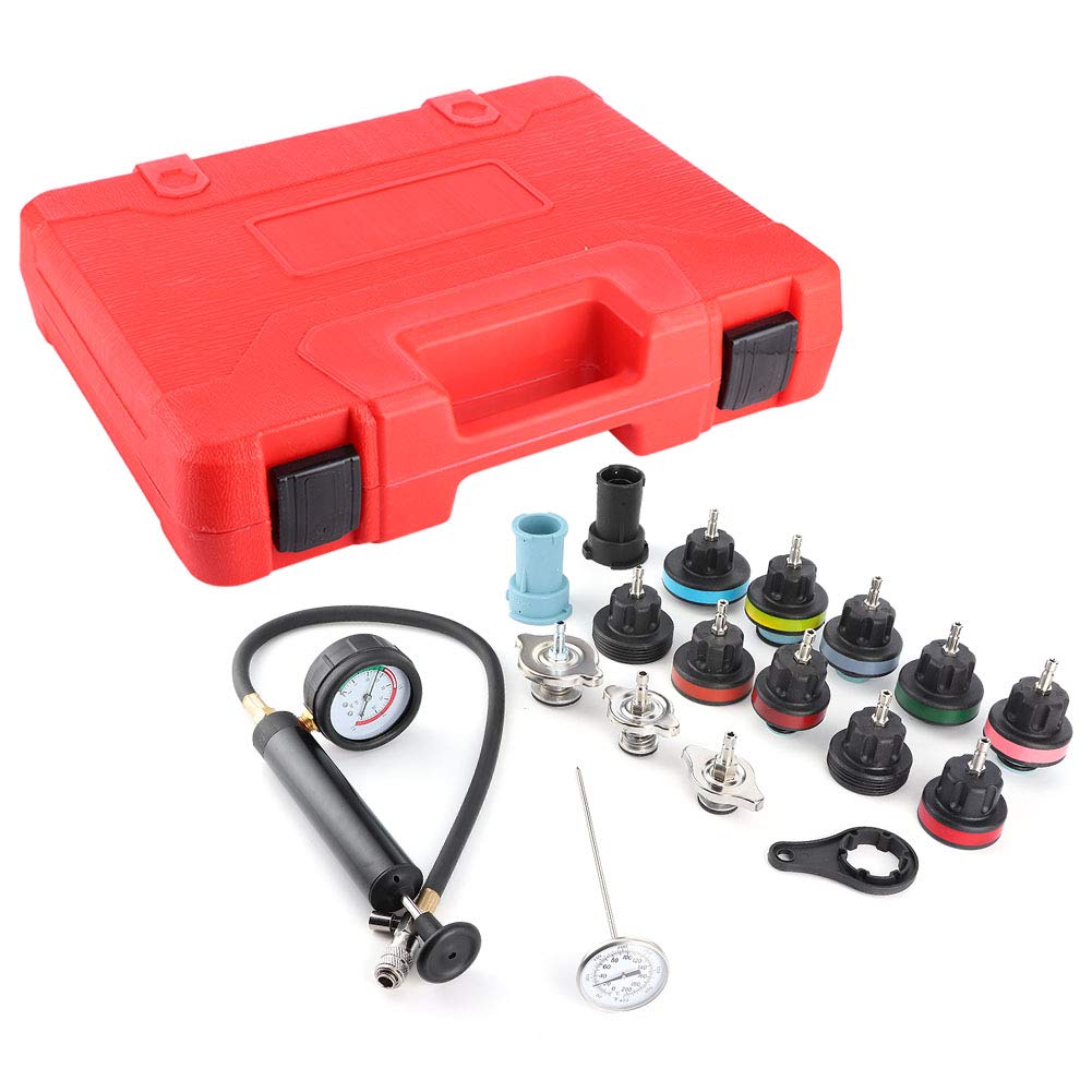 Kit Tester Pressione di Raffreddamento, Kit Pressione Radiatore, Tester Pressione Radiatore Auto Universale, Tester Radiatore, Kit di Raffreddamento a Vuoto, 18 Pezzi