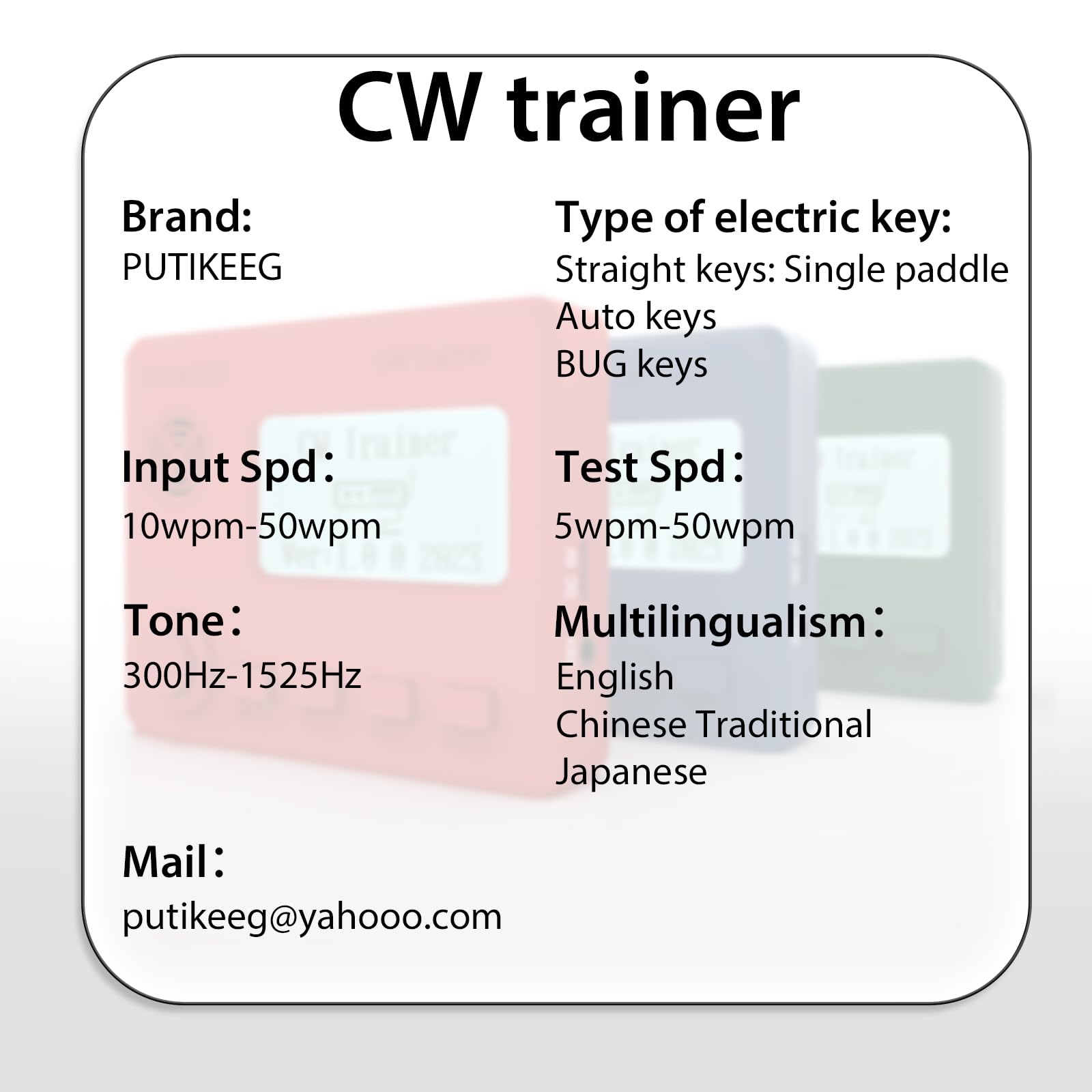 Mini CW Trainer Morse Code Trainer mit Display, Moore Simo Wales Code Kurzwellenradio Telegraphenschlüssel Autoschlüssel Lernen CW Radio für Telegraphen Praxis mit Ladekabel (Blue)