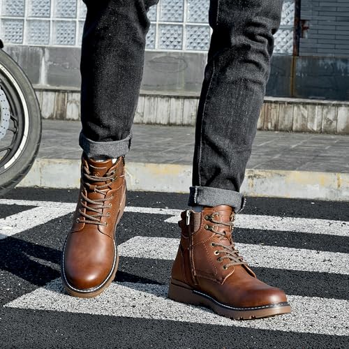 Men's Boots Casual Motorcycle Boots, Zipper Combat Boots, Ankle Dress Boots, Oxford Classic Chukka Boot for Men - Image 4