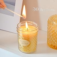 Vista 5 de DEYBBY Vela en tarro de cera de abejas de 5 onzas, regalo de cera de abeja natural, 30 horas de combustión, vela de mano para decoración de cena
