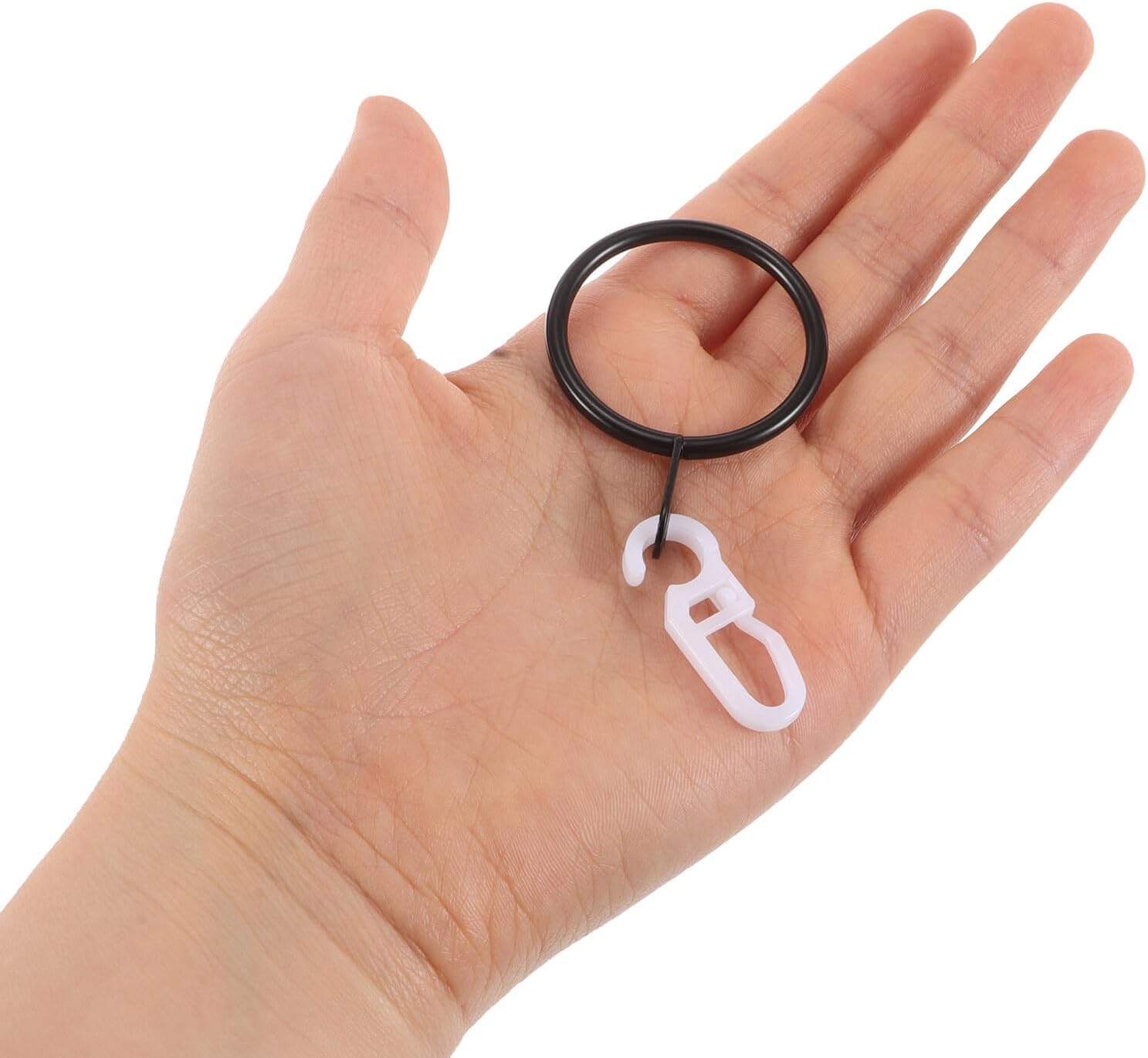 Cabilock 45pcs Metal Curtain Rings with Plastic Hooks Heavy Duty Curtain Clip Rings for Window Rods Suitable for Pleated Drapes in Bathroom and Kitchen