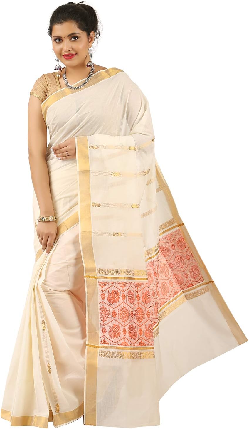 R SELVAMANI TEXselvamani tex cotton kerala kasavu zari saree with running blouse