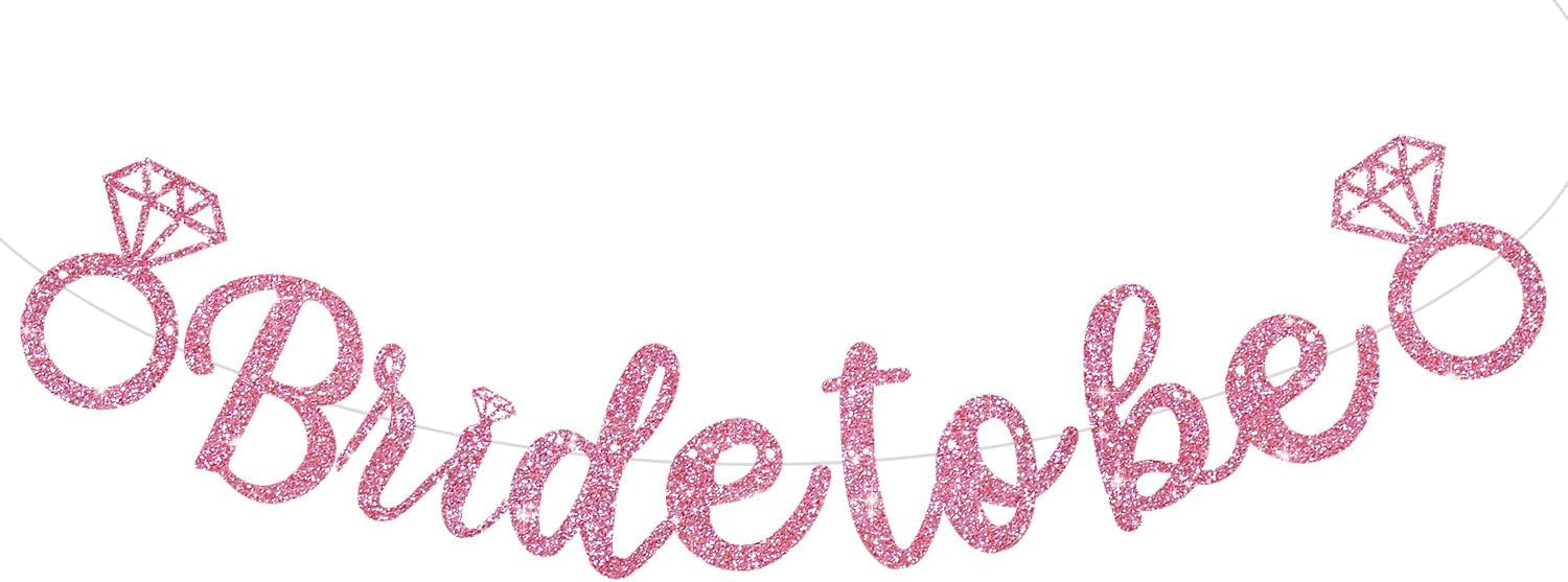 DecoGlee Glitter Pink Bride to Be Banner,Pre-Strung Bridal Shower Sign Garland,Bachelorette Party Decoration Wedding Shower Party Supplies(No DIY)
