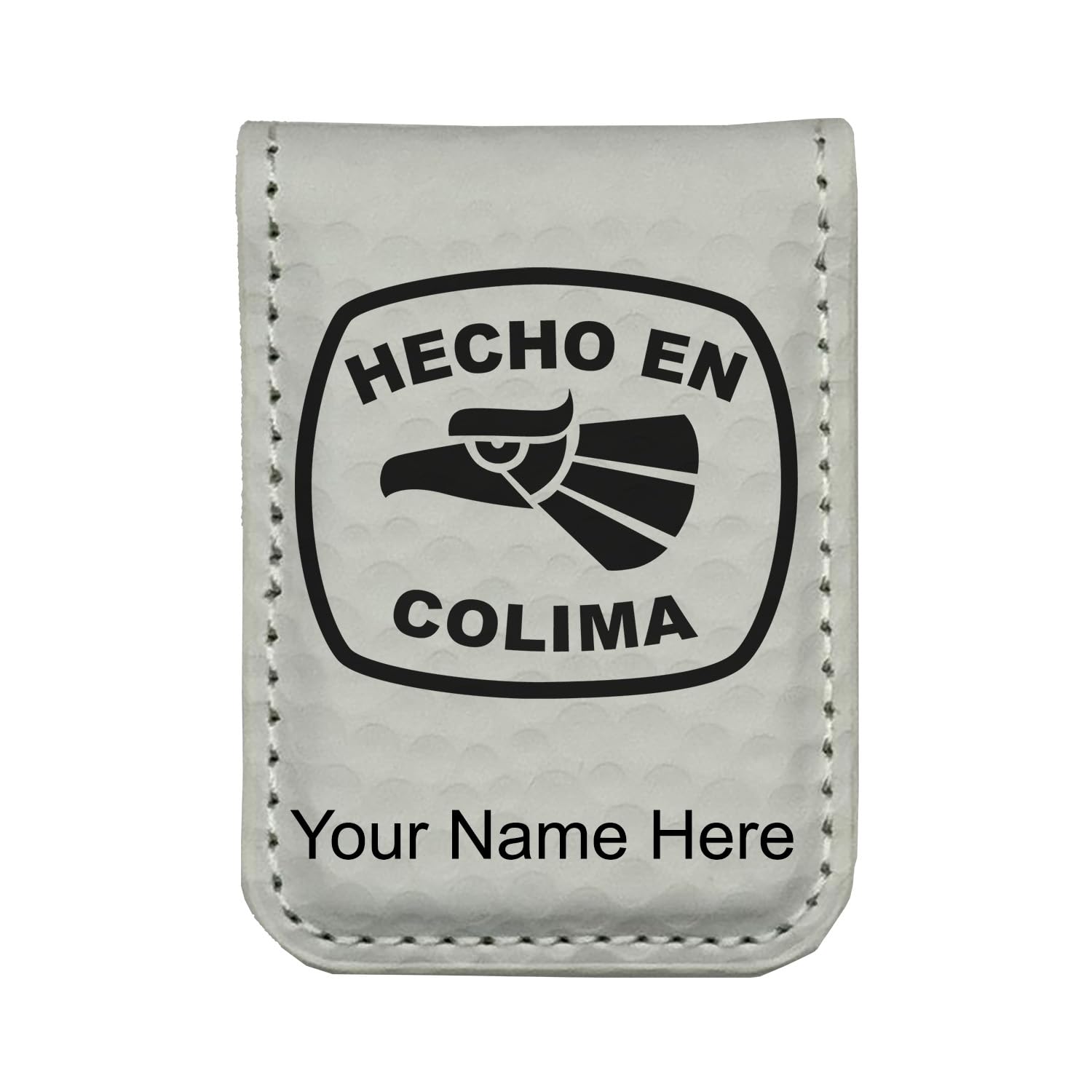 LaserGram Slim Magnetic Money Clip, Hecho en Colima, Personalized Engraving Included (Golf White)