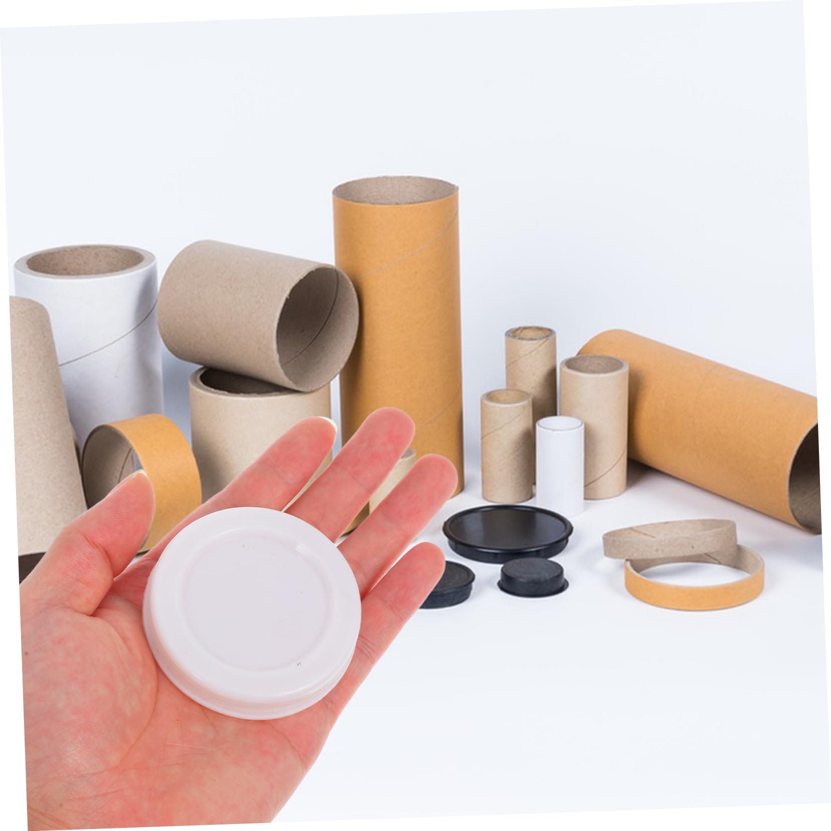 Tappi Terminali Rotondi in Plastica Bianca 20 Pezzi per Tubi di Cartone da Spedizione