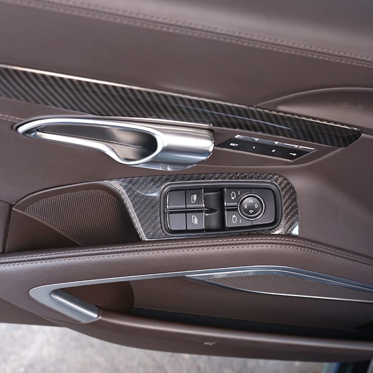 Fit for Porsche 911 718 LHD 2013-2021 Real Carbon Fiber Interior Accessories Car Door Window Control Switch Panel Decorative Protective Frame Cover (Carbon Fiber, Carbon Fiber Black)