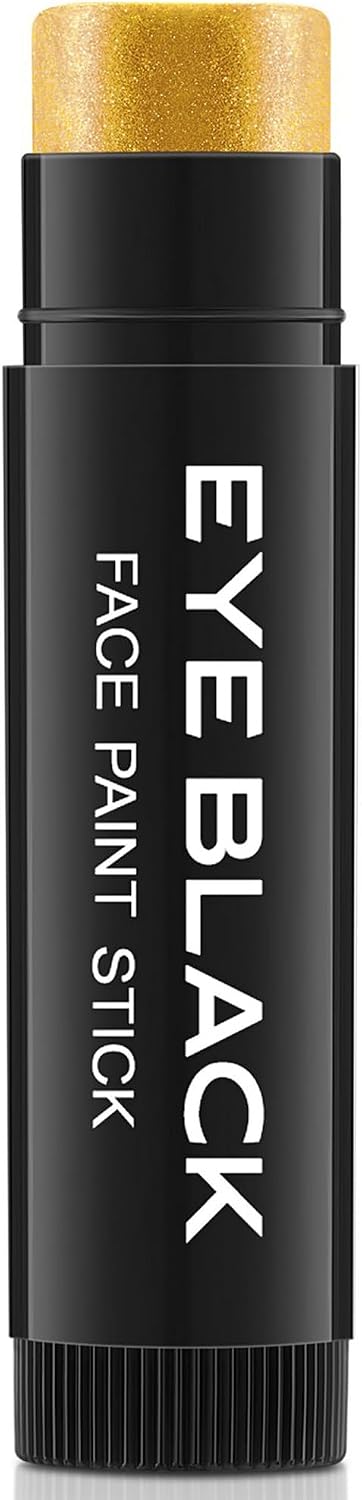 CCbeauty Metallic Gold Glitter Eye Black Stick for Baseball Football Softball Lacrosse Accessories, Anti-Glare Eyeblack, Waterproof Face Paint, Last All Game, Smooth Application, High Pigmented Color