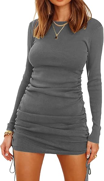 ruched drawstring dress