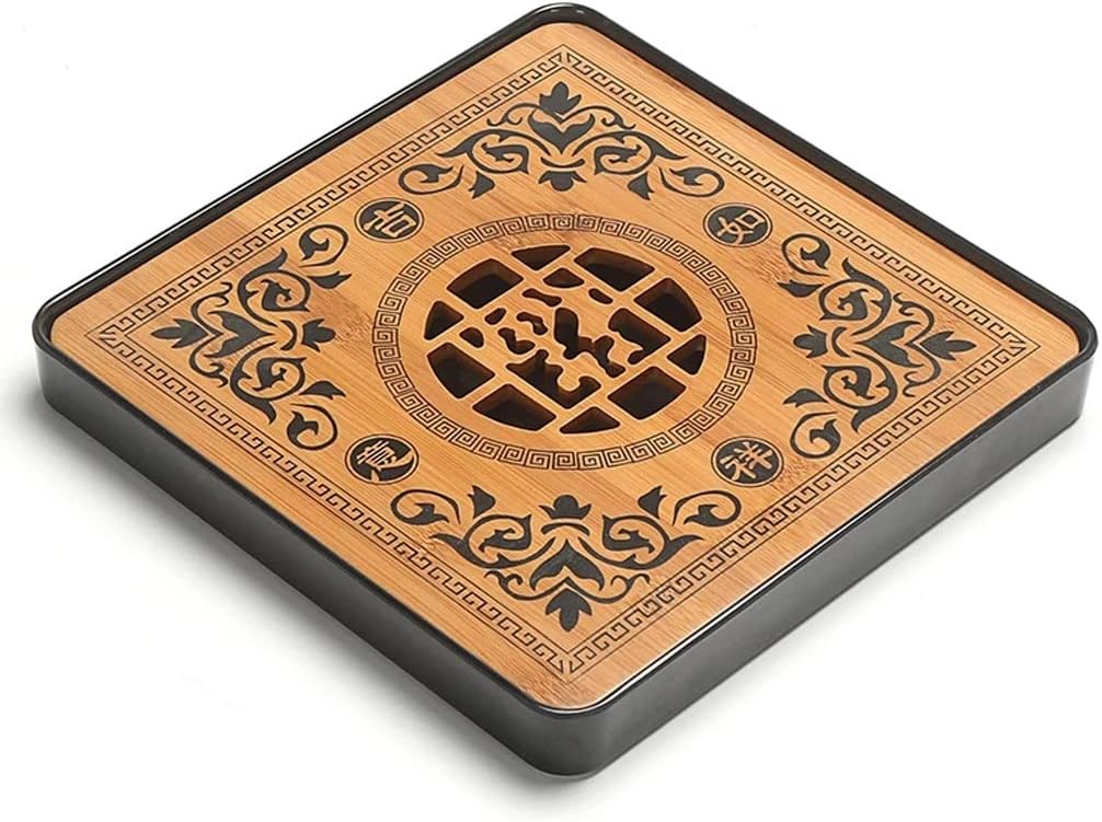 Imitation Ceramic Wood Tea Tray Drainage Water Storage Tea Set Room Board Table Tea Cup