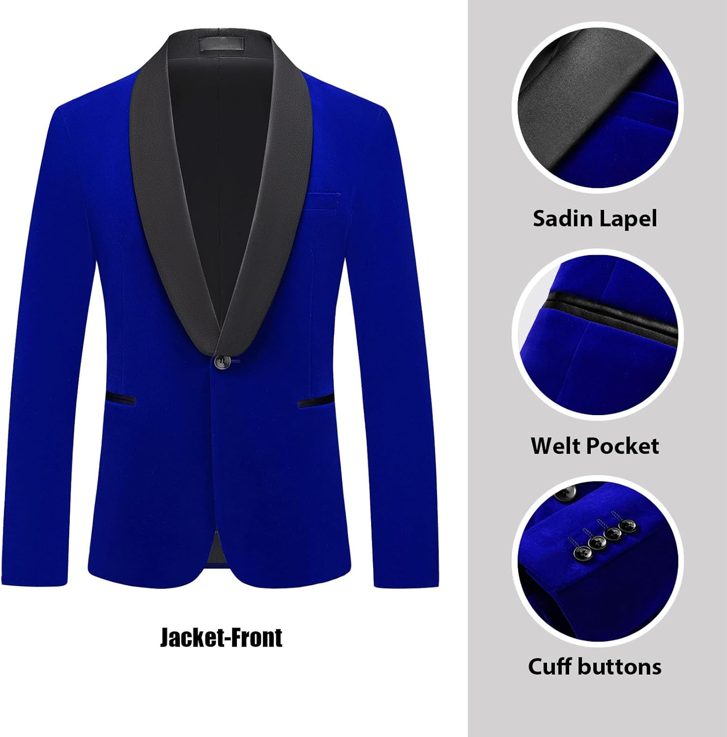 Rogers & Morris Velvet Tuxedo Suit for Men Solid Shawl Lapel 2 Piece Set Regular Fit Jacket Pants Set