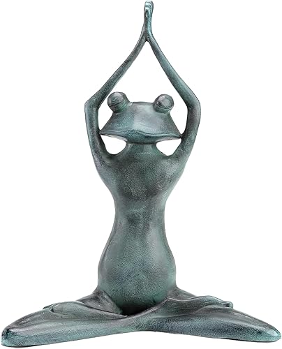 SPI Home Cast Aluminum Stretching Yoga Frog Garden Sculpture 15.5 Inches High