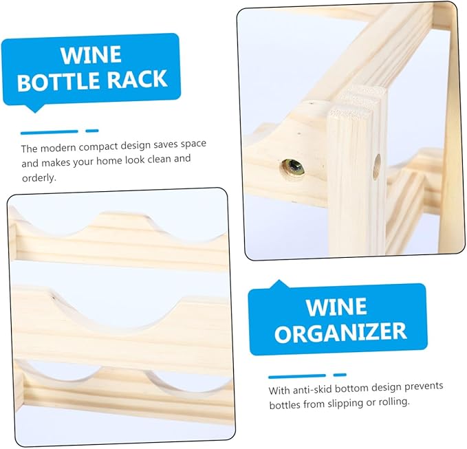 Cabilock Soporte para Botellas de Vino de Madera, Estilo Moderno, Beige miniatura 9