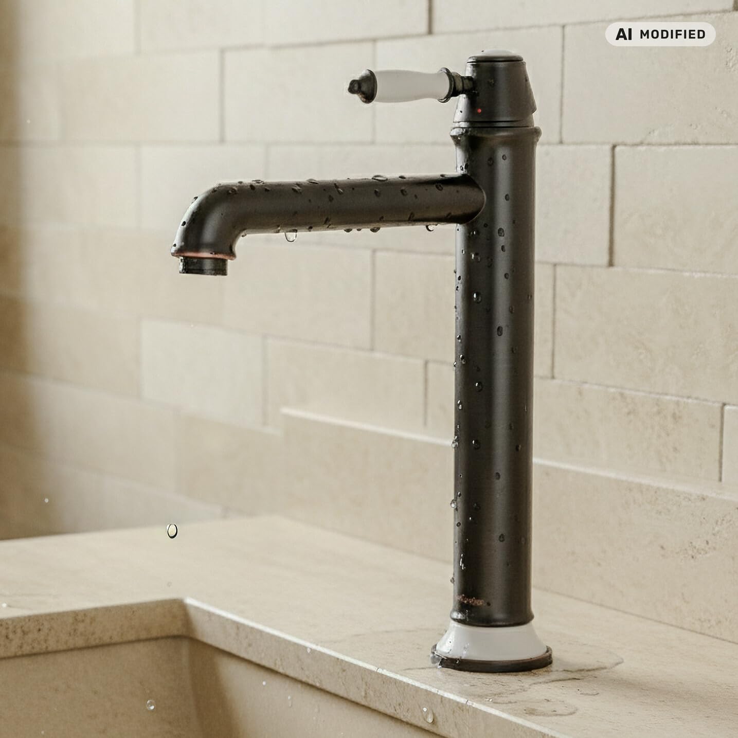 Grifo de lavabo largo para lavabo, color negro antiguo