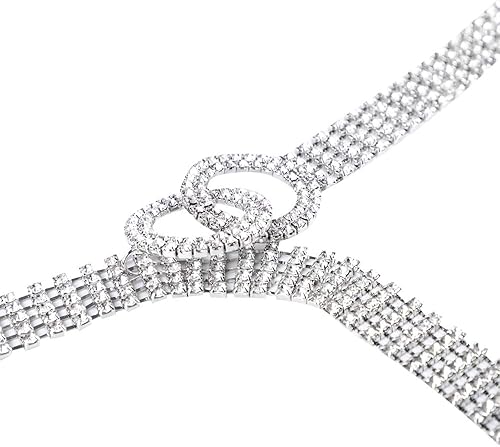 Vista 4 de LALA IKAI Cinturón de diamantes de imitación de cristal para mujer, cadena brillante con cinturón de doble junta tórica