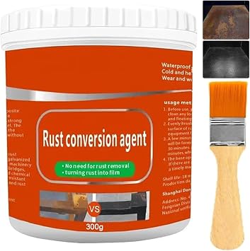 Rust Renovator,300g Rust Conversion Agent,Water-Based Rust Remover for Metal,Rust Converter Rust Inhibitor,Rust Removal Converter Metallic Paint,Multi Purpose Anti-Rust Paint Blackpainted black