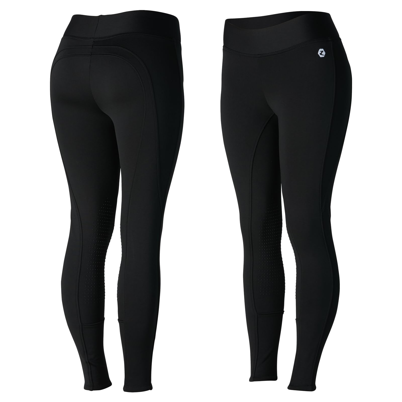 HORZE Active - Collant invernali da donna, foderati in pile, in silicone, per equitazione, Blu scuro, 32