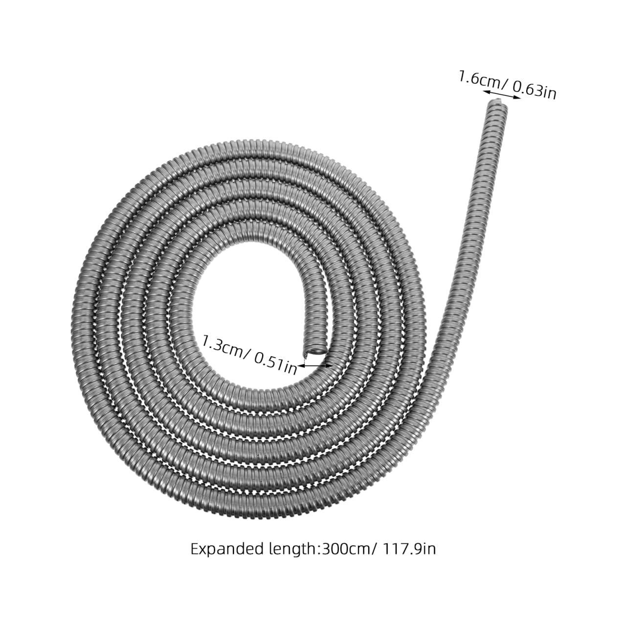 Gaine Flexible en Acier Inoxydable 304 - Conduit MéTallique Flexible 1.60 Cm X 118.11 Pouces pour Protection Antirouille De CâBles ÉLectriques en Atelier Et Garage