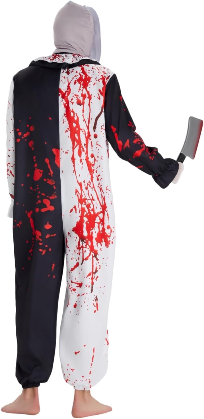 5 PCS Art the Clown Costume Jumpsuit Outfit Halloween Men Cosplay Terrifier Costume with Mask Knife Gloves - Image 5