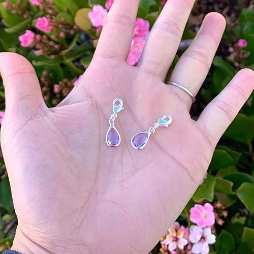Miniatura 2 de 2 cuentas colgantes con clip de Adabele de alejandrita de junio de color violeta claro, cuentas de gota resistentes al deslustre, cierre de langosta
