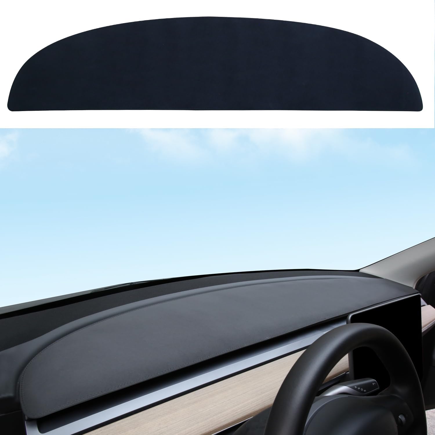 TOPABYTE Dashboard Cover for Tesla Model Y 2020-2024 and Model 3 2017-2023 Leather Dashboard Pad Dash Mat, Dashboard and Glare Protection Decorative Interior Auto Accessories