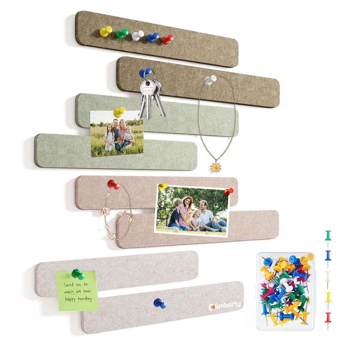 Climberty® 8 Pack Felt Bulletin Board Strips, Self-Adhesive Pin Board Set with 50 Push Pins, Peel & Stick Wall Memo Board for Photos, Notes, Office, School & Home Decor-picture-11
