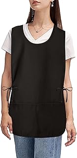Smock Apron Cobbler Apron with Side Ties and 2 Deep Pockets Unisex Apron for work kitchen