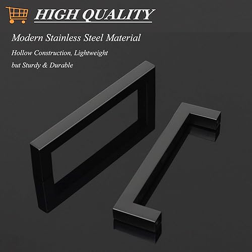 Miniatura 3 de Probrico Paquete de 50 manijas de acero inoxidable planas negras para gabinetes de 5 pulgadas (5.039 in) con orificio central de cocina, tiradores