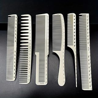 6-Pack Professional Hairdressing Combs with Measurements, Precision Styling & Cutting Combs for Barbers, Salons & Home Use – Multi-Size Barber Comb Set