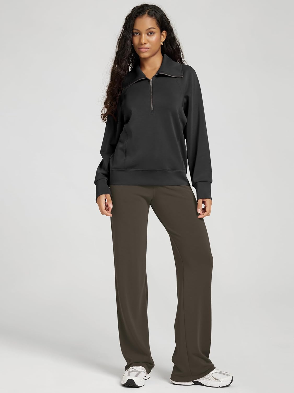 ODODOS Modal Soft Half-Zip Sweatshirts for Women Long Sleeve Relaxed Fit Collared Pullover Top - Image 5