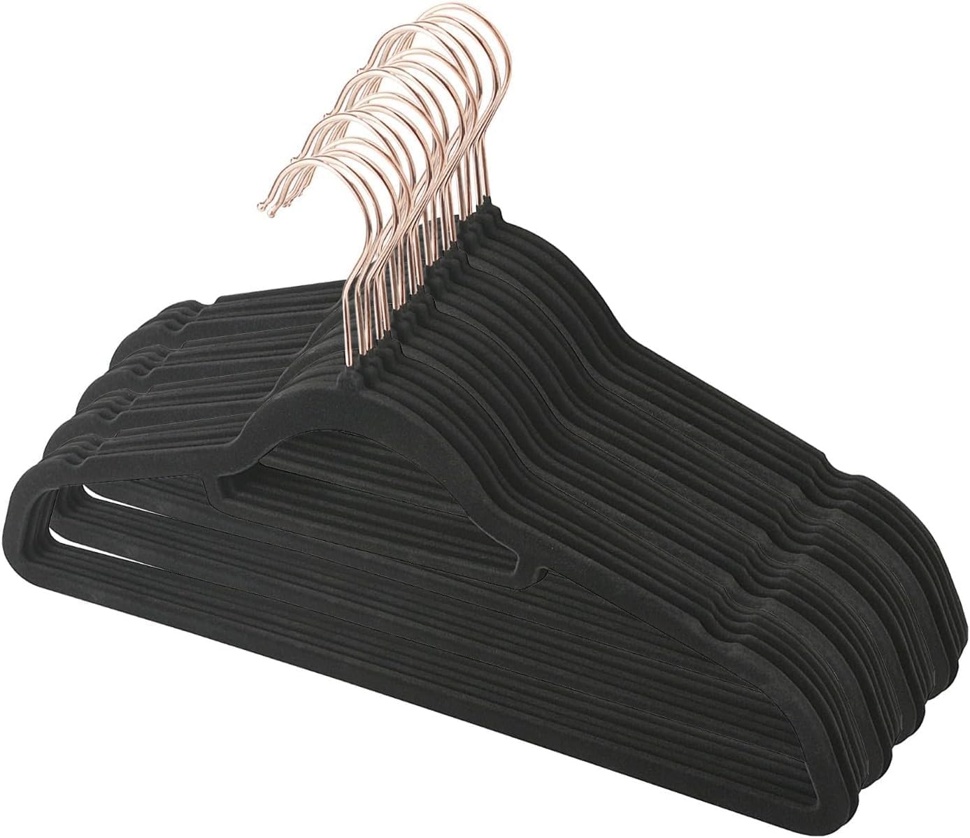 MantraRaj Pack of 10 Velvet Coat Hangers Black With Tie Hanger Nonslip Space Saving Clothes Hangers with 360 Degree Swivel Hook For Jackets Trousers Adult Garments Wardrobe Organization