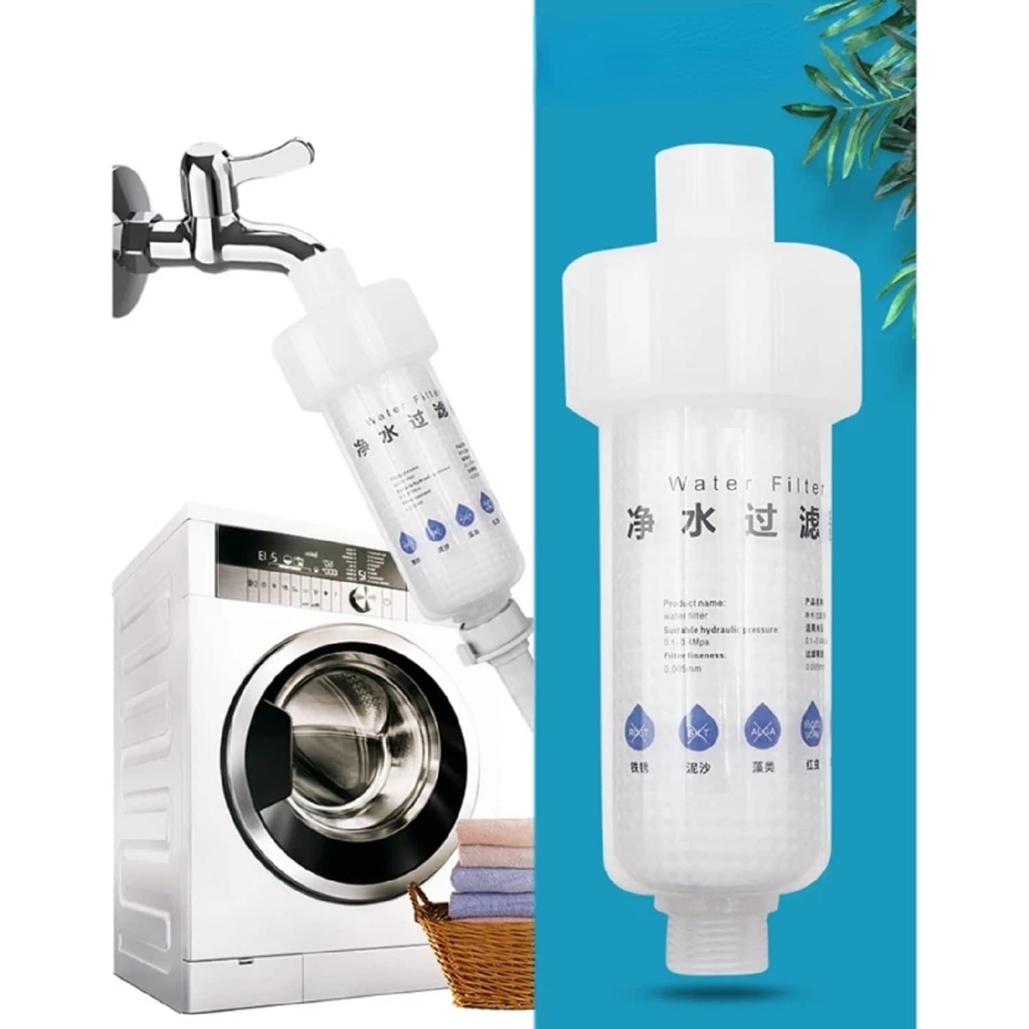 1Pcs Pre-Filter Water Filter PP Cotton Filter Purifier Removal Heavy Metal Purifier Shower Washing Machine Filter Home Health