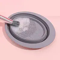 1 pincel de silicone limpador de pincel de maquiagem dobrável em pó tigela de limpeza de sombra pincéis de lavagem macia ferramentas de beleza, cinza, 11 x 15 x 1,5 cm (após dobrar), 11 x 15 x 4,5 cm