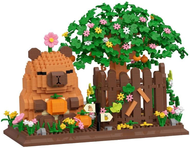 Capybara Building Blocks Set, Cute Animals & Tree Building Bricks Kit Kawaii Capybara Gifts Toy for Kids Age 14+, Capybara Stuff Pen Holder&Desk Organizer, Arts &Crafts for Adult