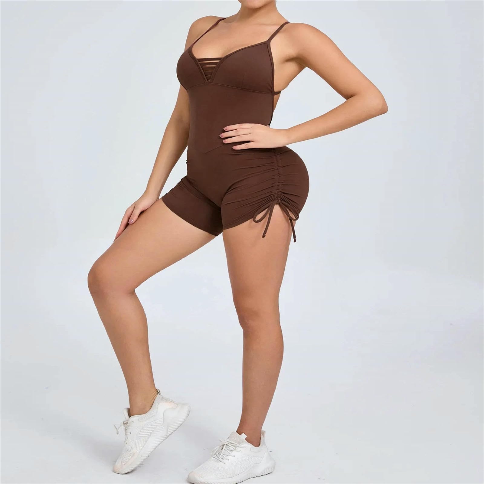 Leggings Deportivos Traje De Yoga para Mujeres Ropa Deportiva Integrada Gimnasio Entrenamiento Fitness Ejercicio Mujeres-café-m