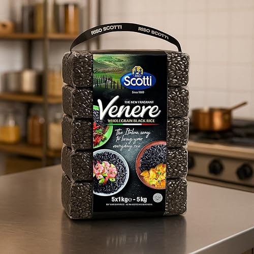 Miniatura 3 de Arroz negro, Venere, producto de Italia, todo natural, sin OMG, sin gluten, Riso Scotti (arroz negro 11 libras (5 x 2.2 lbs))