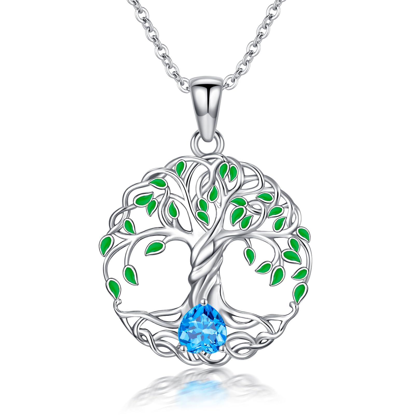 LONAGO Collana con ciondolo a forma di albero della vita, in argento Sterling 925, con topazio, ciondolo a forma di albero della vita, regalo per donne, ragazze, fidanzata, mamma, moglie