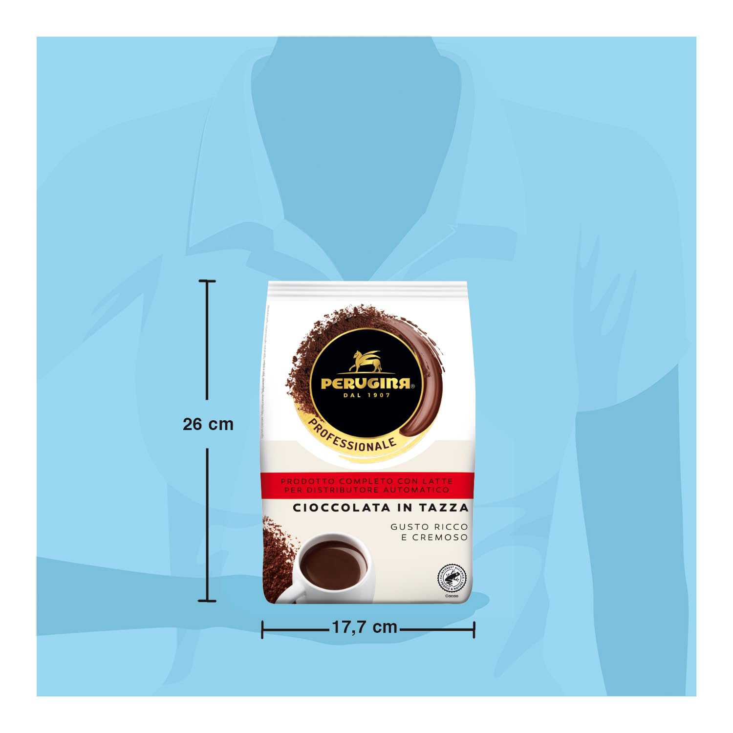 PERUGINA Cioccolata Completa Preparato per Bevanda al Cacao Magro per macchina automatica in polvere, Busta 1kg (Confezione da 4)