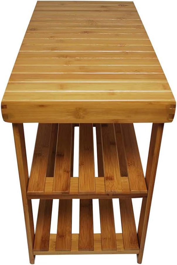 Royal Brands Bamboo Shoe Rack and Storage Bench 2 Tier Organizing Rack Bench Seat Perfect for Closets Hallway or Bedroom (27.5" x 11" x 17.75")