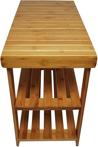 Miniatura 4 de Royal Brands Zapatero de bambú y banco de almacenamiento de 2 niveles, organizador de asiento, perfecto para armarios, pasillo o dormitorio