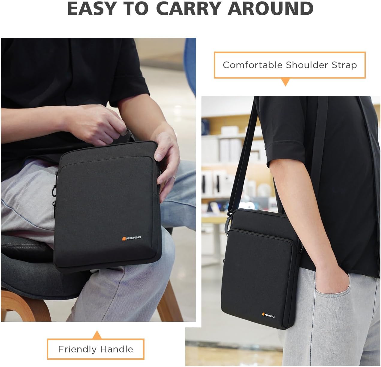 NIDOO 10 inch Laptop Sleeve Carrying Bag Shoulder Case for 10.9" 11" iPad Air M3 M2/ 11" iPad Pro 2025/10.9" 10.2" 11 inch iPad/ 10.5" Samsung Galaxy Tab A8 S8 / 10.4" HUAWEI / 10.6" Lenovo Handle - Image 6